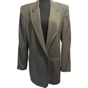 VTG Charter Club by Jane Justin 100% Worsted Wool Green Blazer Jacket Size 10 Ma